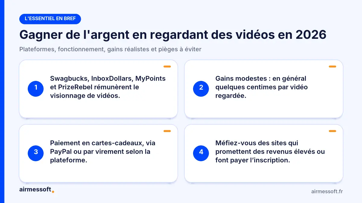 L'essentiel pour gagner de l'argent en regardant des vidéos en 4 points