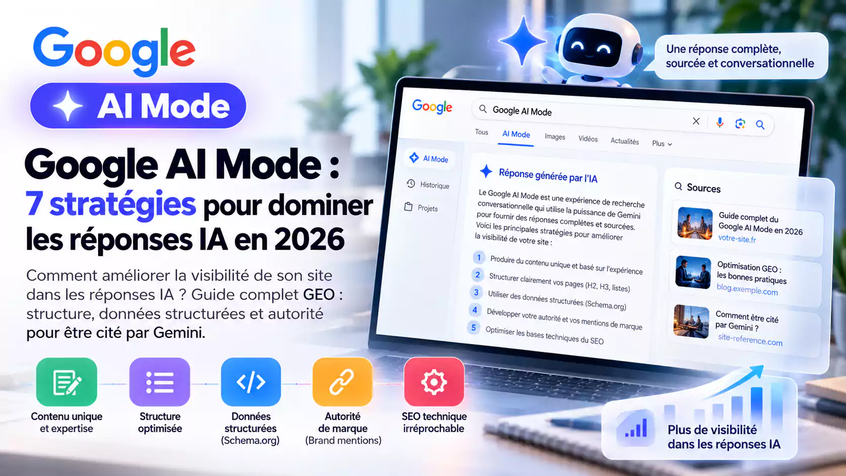 Schéma explicatif des stratégies GEO pour le Google AI Mode
